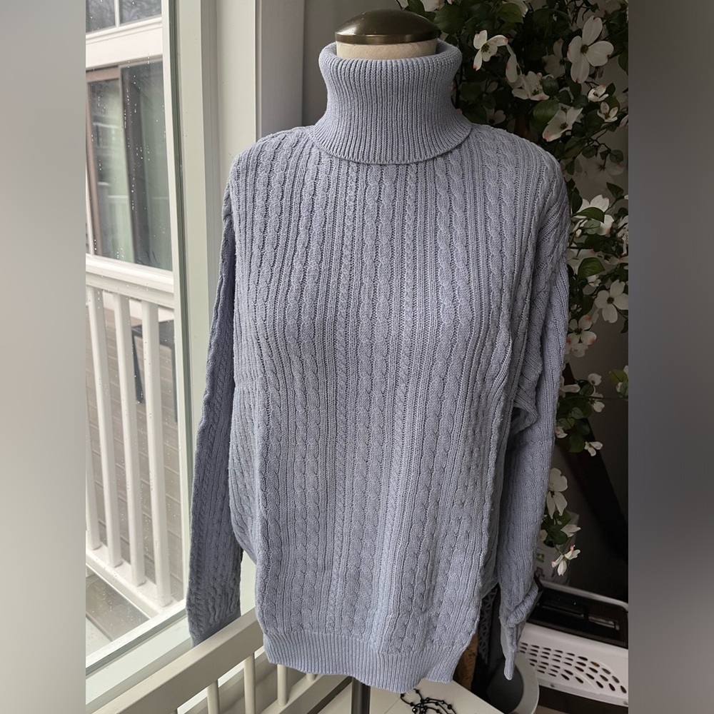 Vintage Wainscott Cable Knit Turtleneck Sweater, Size L